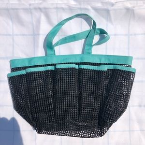 NWOT Mesh Shower Tote (black and teal)